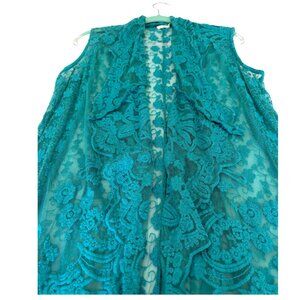 Kyla Seo Turquoise Lace Duster/Vest - M